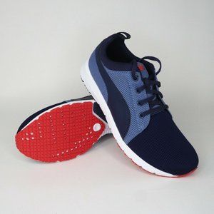 Puma Carson Runner Wcamo Boys Shoes Blue Leather Sneakers Size 6.5